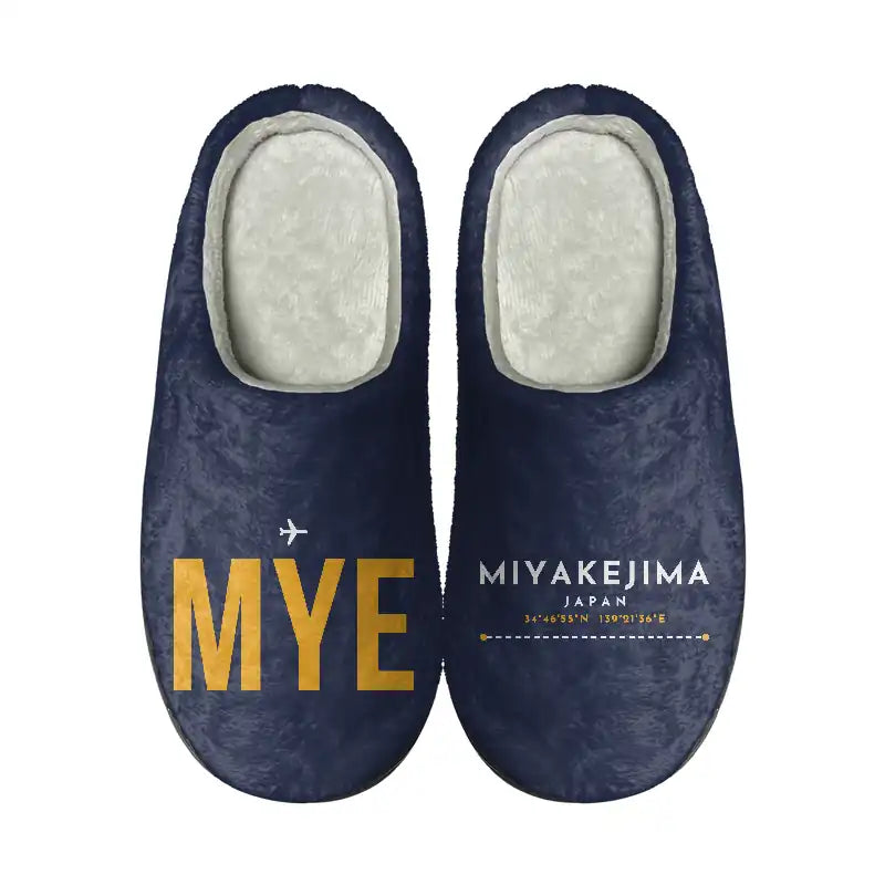 Miyakejima Airport (MYE) Slippers & Flip Flops - Slippers - Cotton - Code - Different - Navy Blue