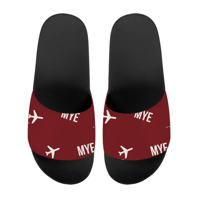 Miyakejima Airport (MYE) Slippers & Flip Flops - Slippers - Sport - Pattern - Dark Red