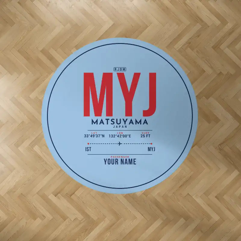 Matsuyama Airport (MYJ) Carpets - Carpet Round - ID Tag + Name - Light Blue V2