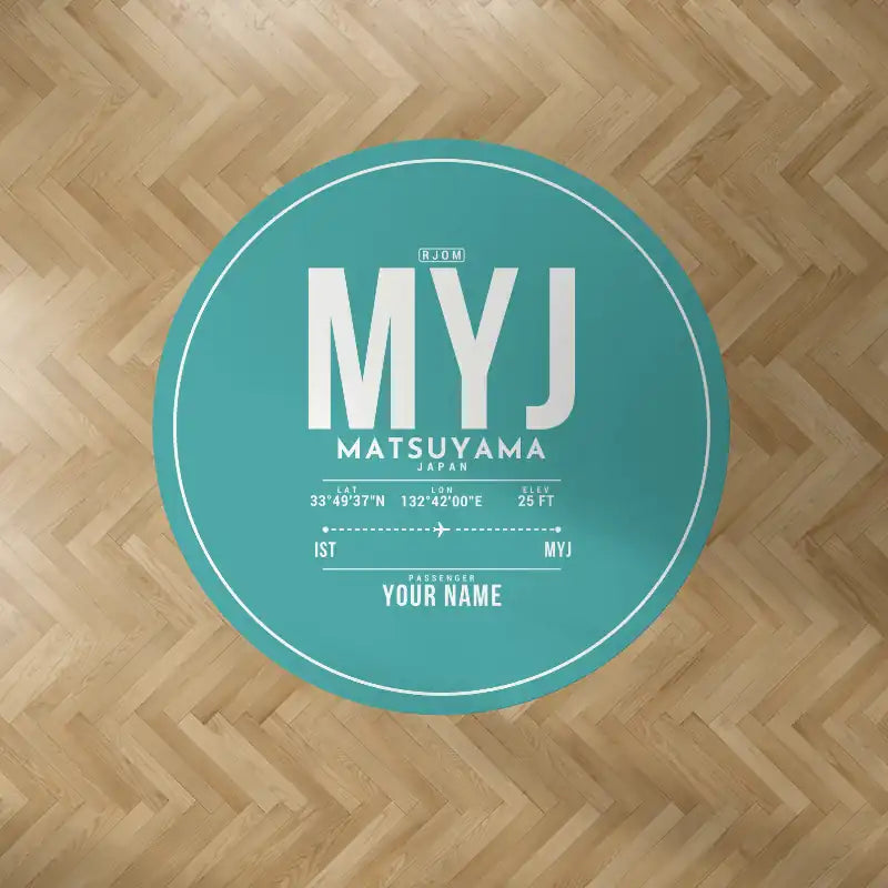 Matsuyama Airport (MYJ) Carpets - Carpet Round - ID Tag + Name - Turquoise V2