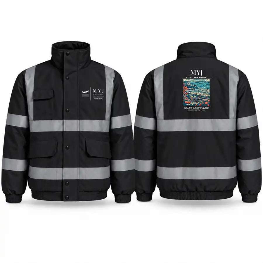 Matsuyama Airport (MYJ) Reflective Winter Jackets - Poster - Black