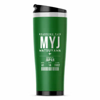 Thumbnail for Matsuyama Airport (MYJ) Travel Mugs - Boarding Pass - Stainless Steel (No Holder) - Green