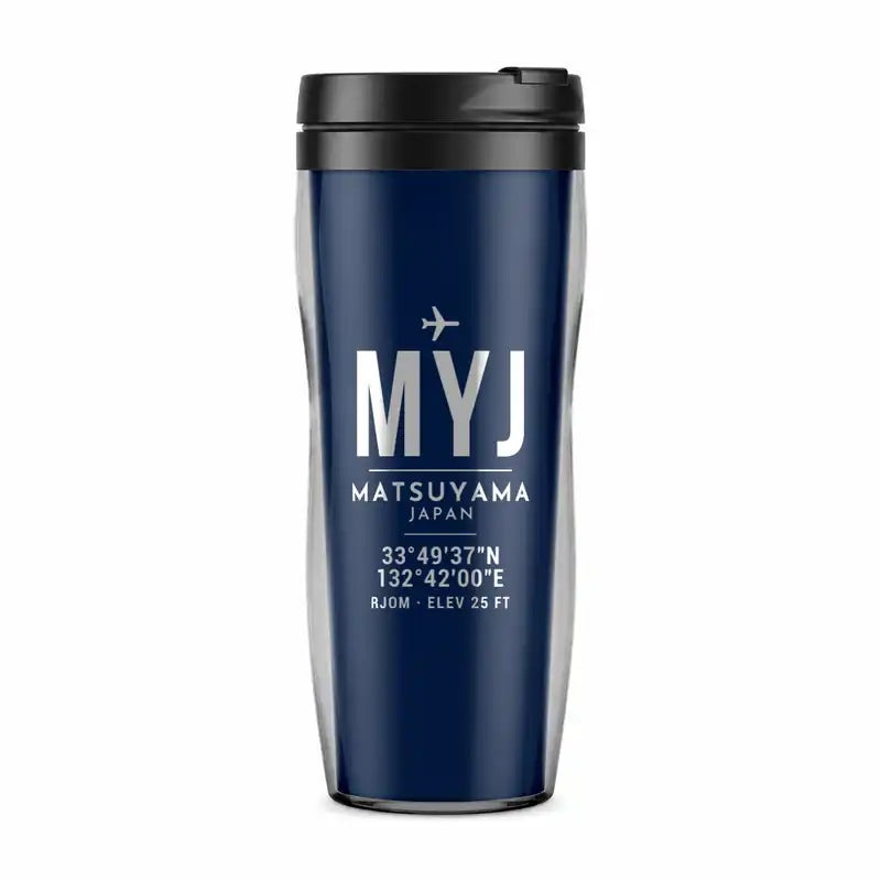 Matsuyama Airport (MYJ) Travel Mugs - ID Tag - Plastic (No Holder) - Dark Blue