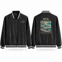 Thumbnail for Myrtle Beach International Airport (MYR) Stylish Jackets - Baseball Collar - Poster - Black