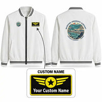 Thumbnail for Magong Airport (MZG) Stylish Jackets - Baseball Collar - Badge + Name - White