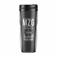 Thumbnail for Magong Airport (MZG) Travel Mugs - Boarding Pass + Name - Plastic (No Holder) - Gray
