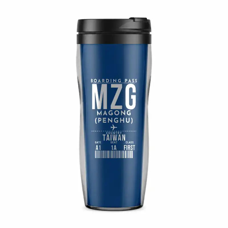 Magong Airport (MZG) Travel Mugs - Boarding Pass - Plastic (No Holder) - Blue