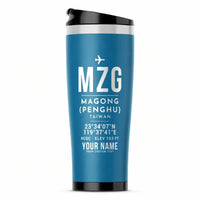 Thumbnail for Magong Airport (MZG) Travel Mugs - ID Tag + Name - Stainless Steel (No Holder) - Light Blue