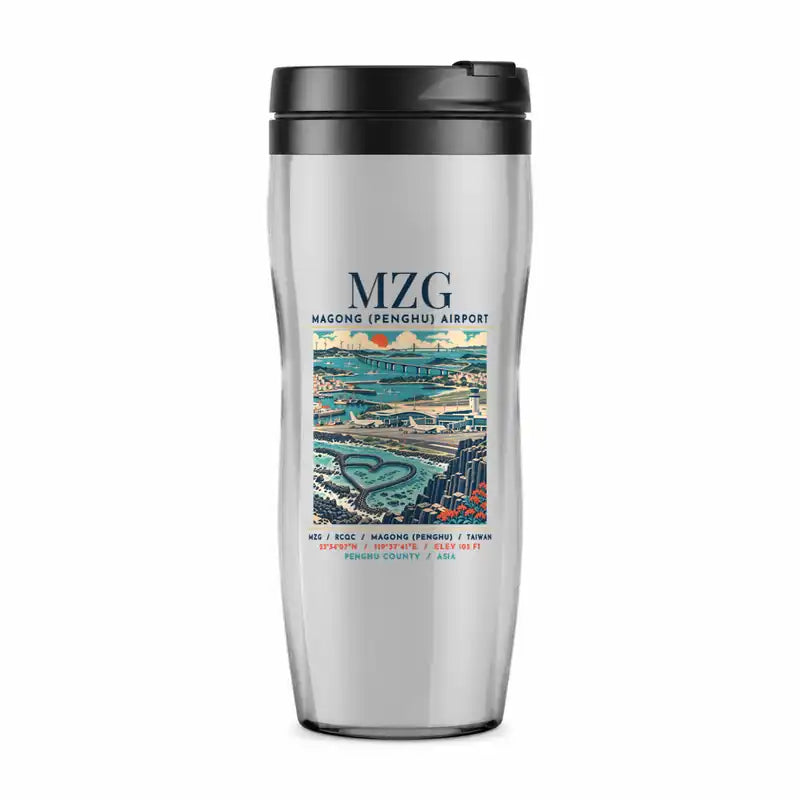 Magong Airport (MZG) Travel Mugs - Poster - Plastic (No Holder) - Light Gray