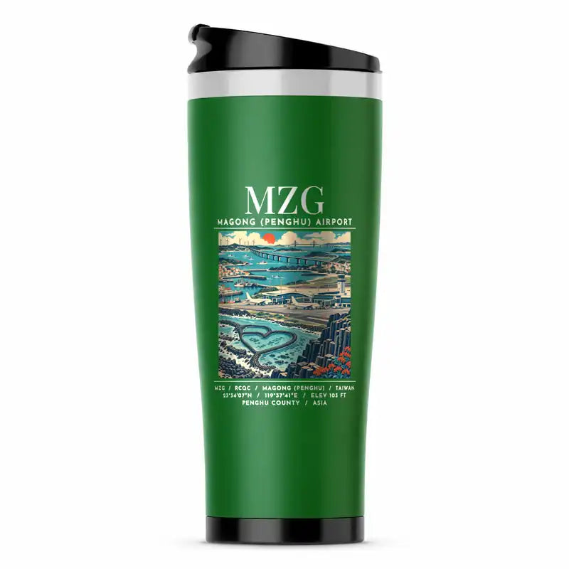 Magong Airport (MZG) Travel Mugs - Poster - Stainless Steel (No Holder) - Green