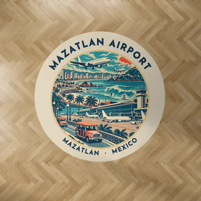 Mazatlán International Airport (MZT) Carpets - Carpet Round - Badge - Beige V2