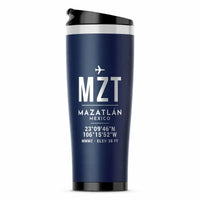 Thumbnail for Mazatlán International Airport (MZT) Travel Mugs - ID Tag - Stainless Steel (No Holder) - Dark Blue