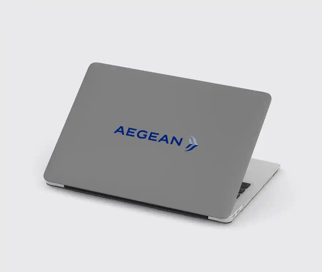 Aegean Airlines design on gray macbook case