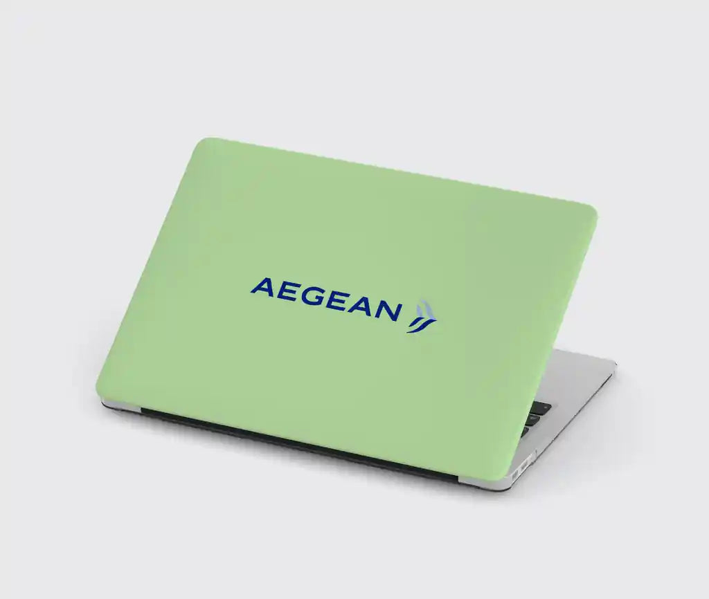 Aegean Airlines design on light green macbook case