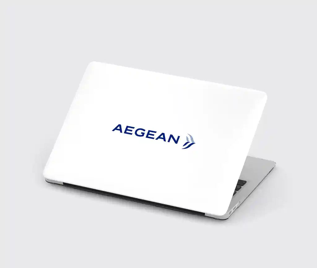 Aegean Airlines design on white macbook case