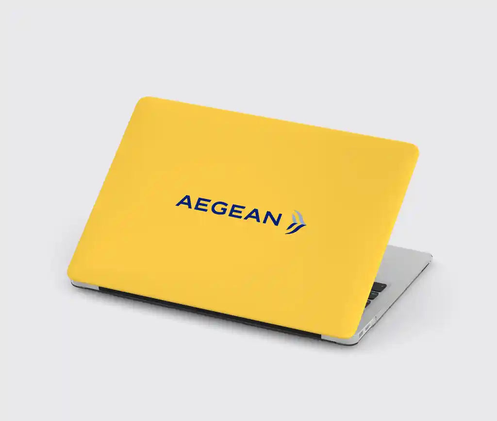 Aegean Airlines design on yellow macbook case