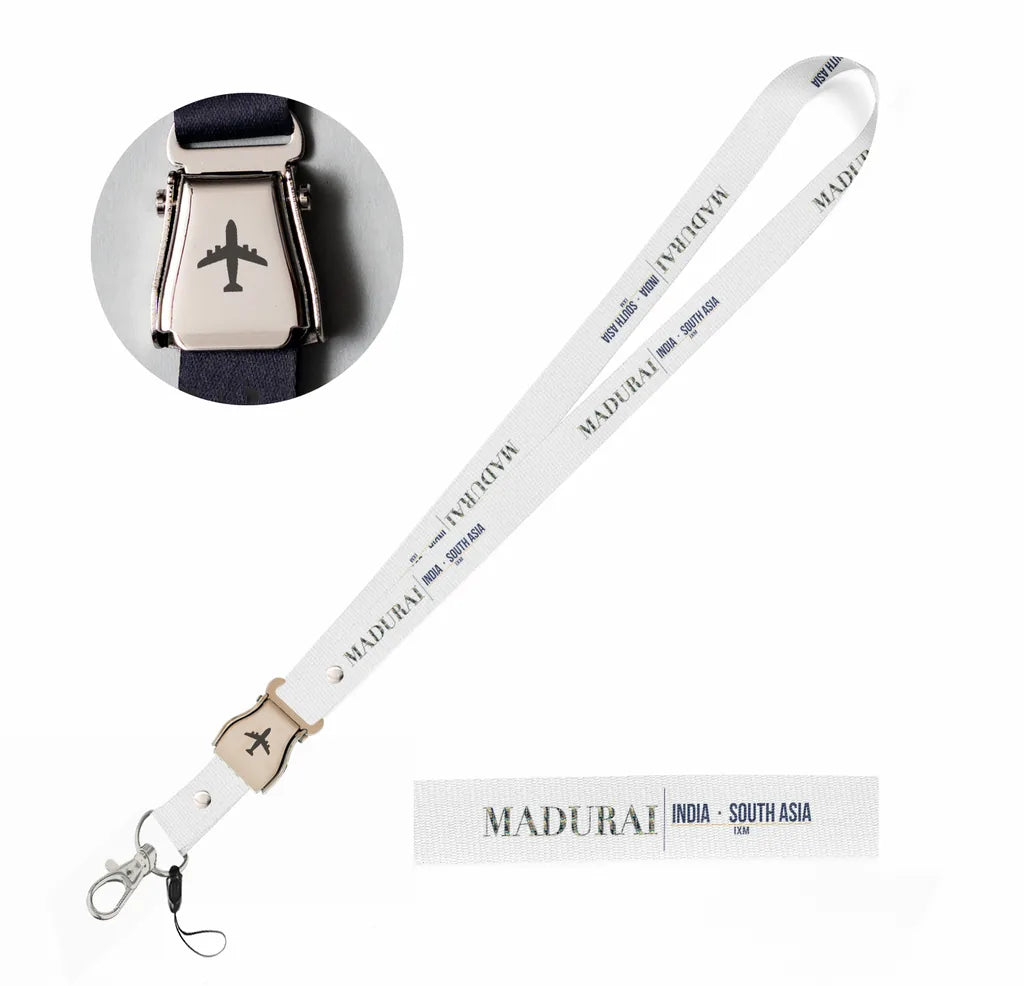 Madurai City Series seat belt lanyard - white