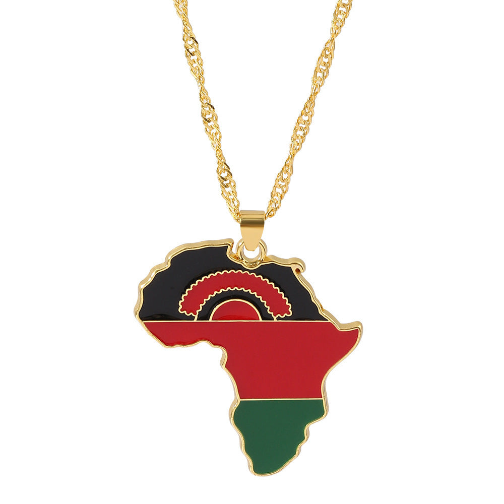 Malawi Map Flag Necklace