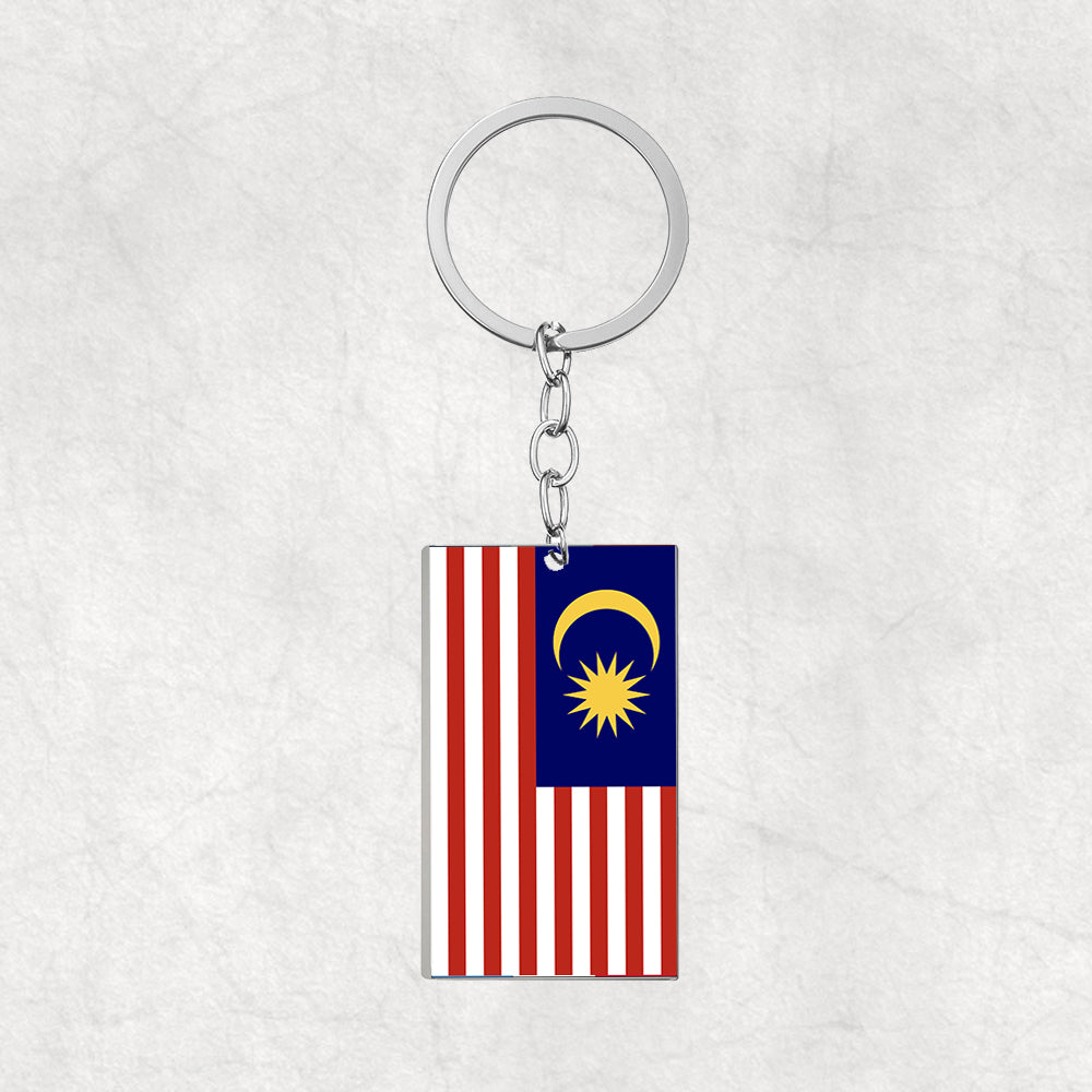 Malaysia Flag Designed Stainless Steel Flag Key Chains (Double Side)