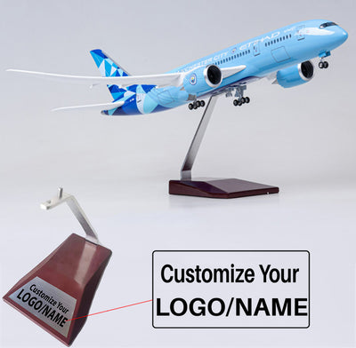 Side view of Manchester City Edition Etihad Boeing 787 Airplane Model (1/130 Scale) aviation LED model airplane in diecast me.