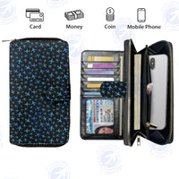 Thumbnail for Many Airplanes Black Designed Leather Long Zipper Wallets