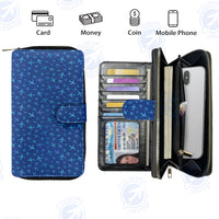 Thumbnail for Many Airplanes Blue Designed Leather Long Zipper Wallets