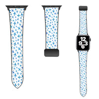 Thumbnail for Many Airplanes White Designed Leather Apple Watch Straps