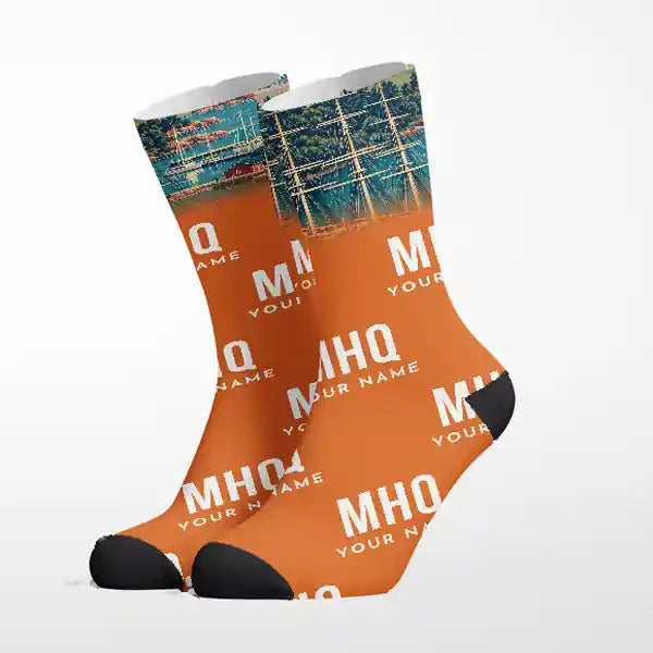 Mariehamn Airport (MHQ) - Socks - Orange + Name