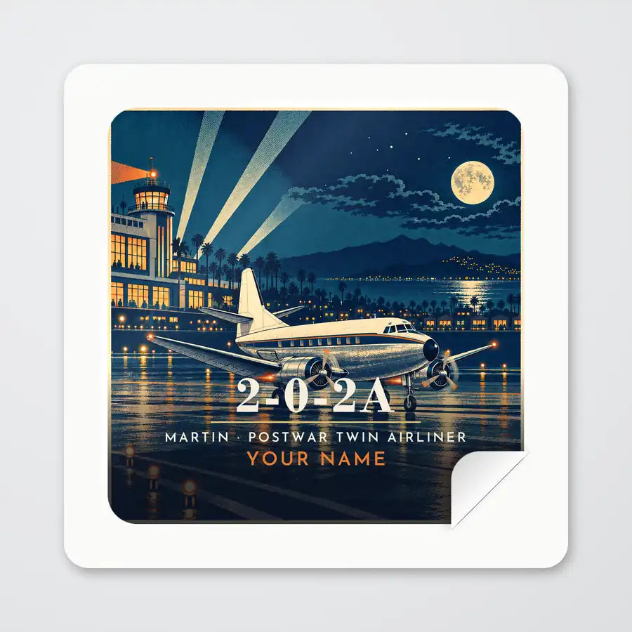 Martin 2-0-2A - 3D + Name - Square Sticker - Peel