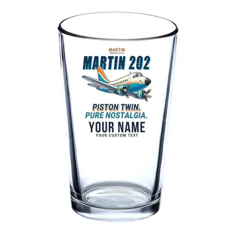 Martin 2-0-2A - Cartoon + Name - Beer & Water Glass