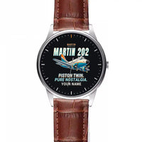 Thumbnail for Martin 2-0-2A - Cartoon + Name - Leather Strap - Striped Brown Leather Strap