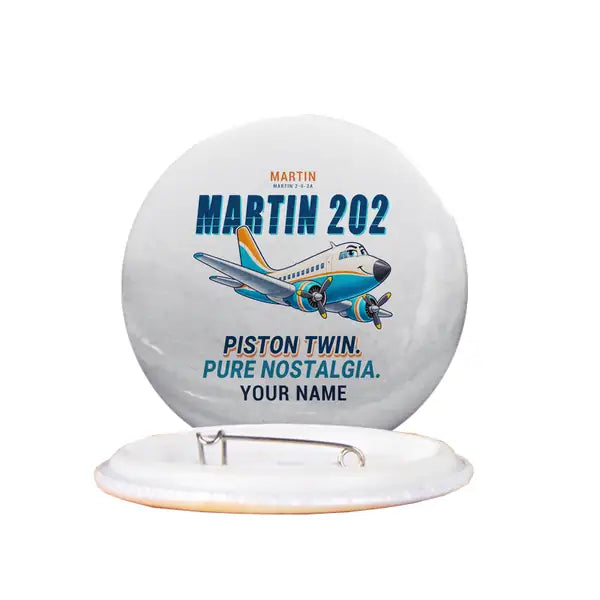 Martin 2-0-2A - Cartoon + Name - Pin - White