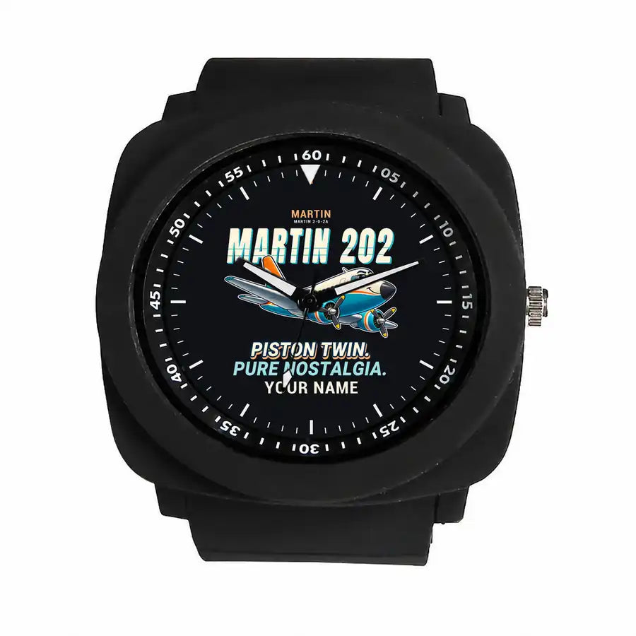 Martin 2-0-2A - Cartoon + Name - Rubber Strap - Black