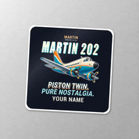 Thumbnail for Martin 2-0-2A - Cartoon + Name - Square Sticker - Close-up