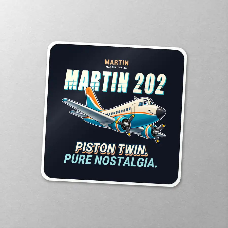 Martin 2-0-2A - Cartoon - Square Sticker - Close-up