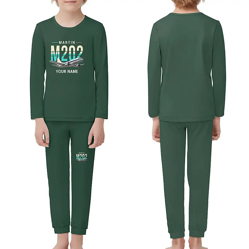 Martin 2-0-2A - Children Pajamas - Original Chest + Name - Dark Green