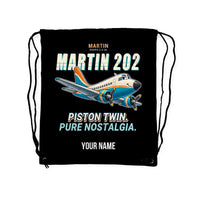 Thumbnail for Martin 2-0-2A - Drawstring Bag - Cartoon + Name - Black