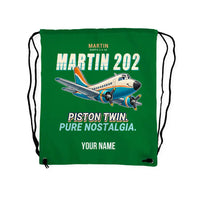 Thumbnail for Martin 2-0-2A - Drawstring Bag - Cartoon + Name - Green