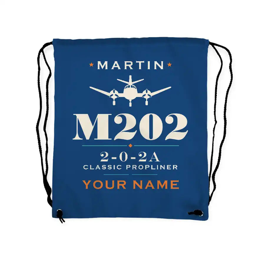Martin 2-0-2A - Drawstring Bag - Heritage + Name - Blue