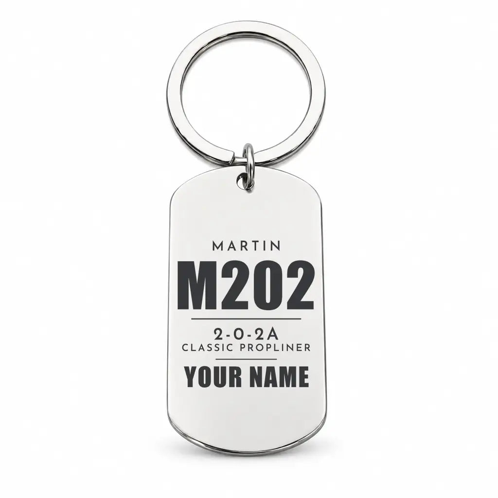 Martin 2-0-2A - Key Chain - Tag + Name - Silver