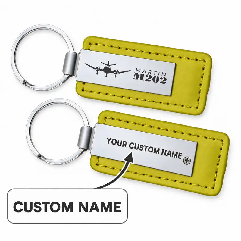 Martin 2-0-2A - Leather Key Chain - Faux Leather - Heritage - Yellow + Name