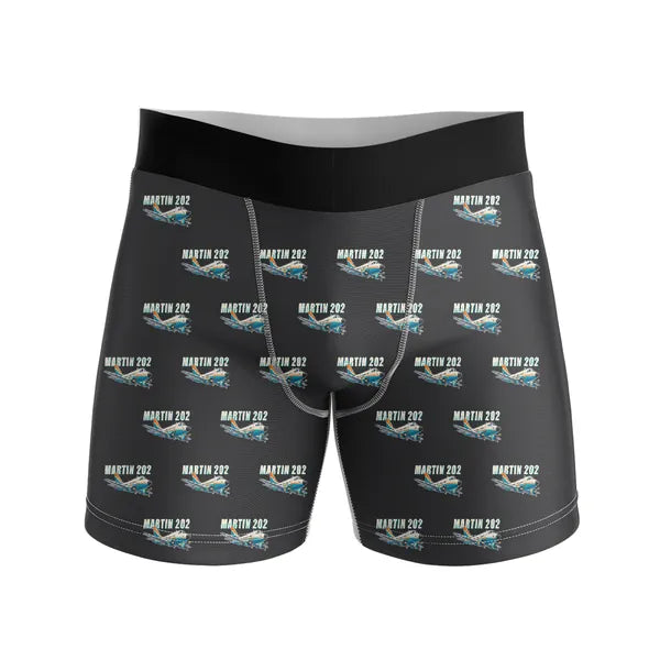 Martin 2-0-2A - Men Boxers - Cartoon Pattern - Black
