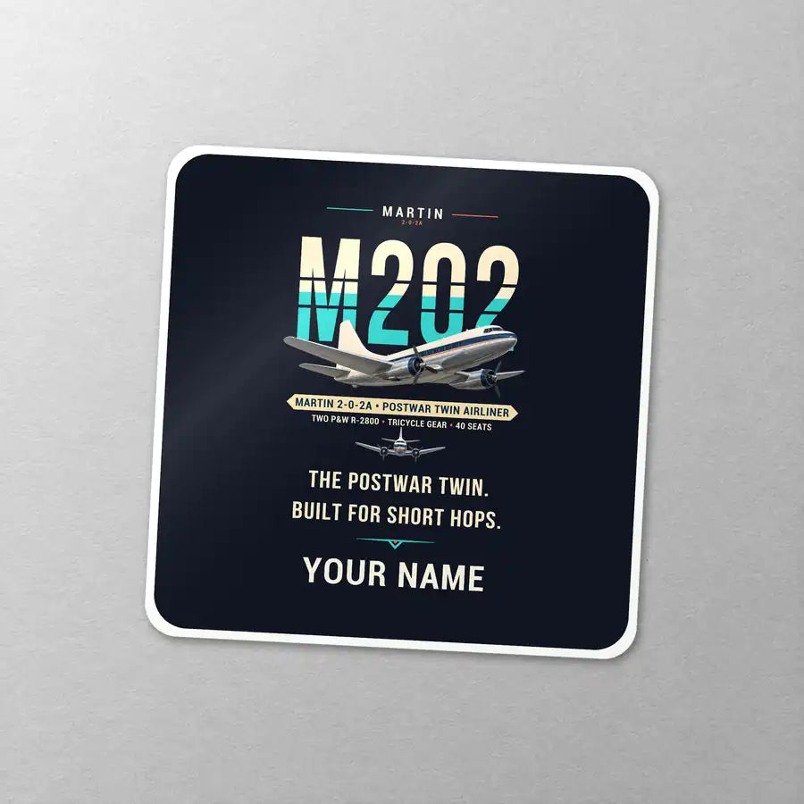 Martin 2-0-2A - Original + Name - Square Sticker - Close-up