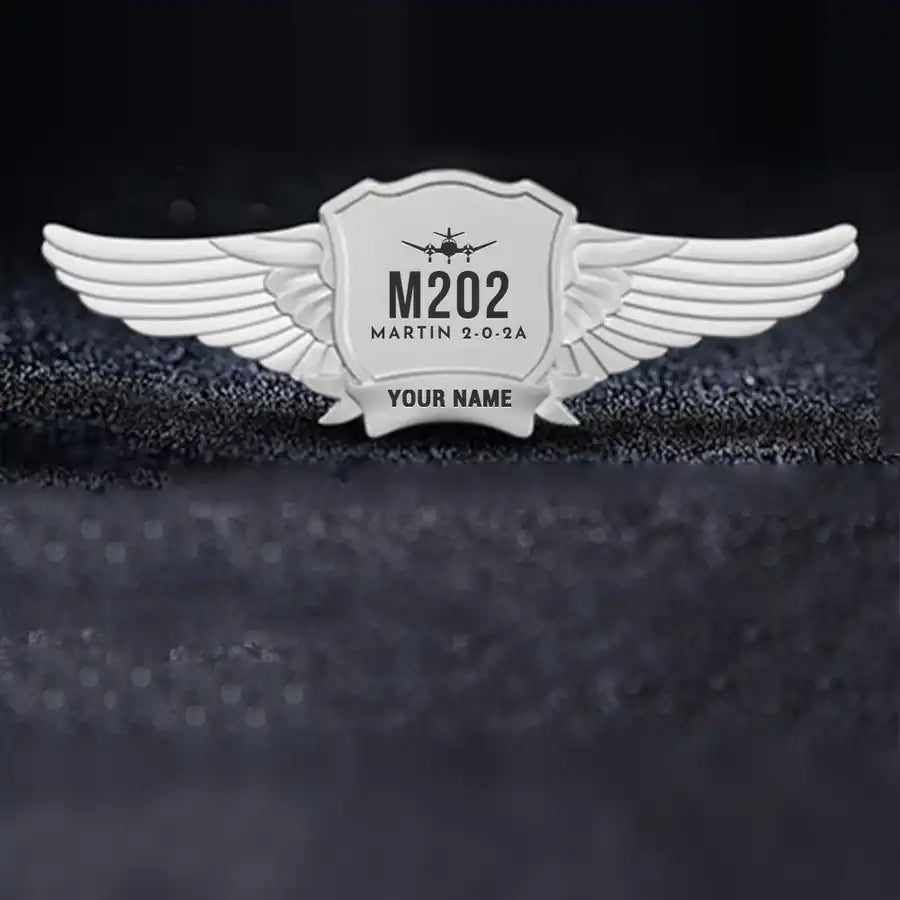 Martin 2-0-2A Pilot Wing Badge - Silver + Name