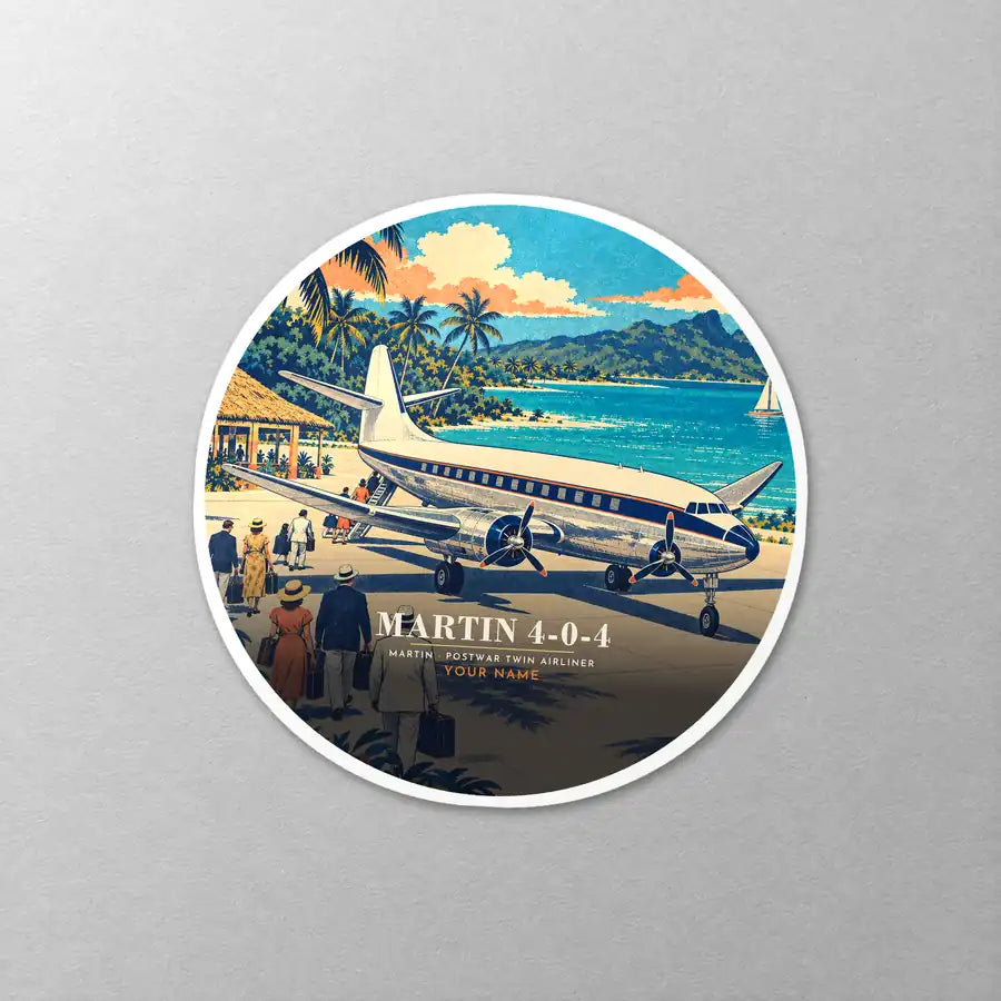 Martin 4-0-4 - 3D + Name - Circle Sticker - Close-up