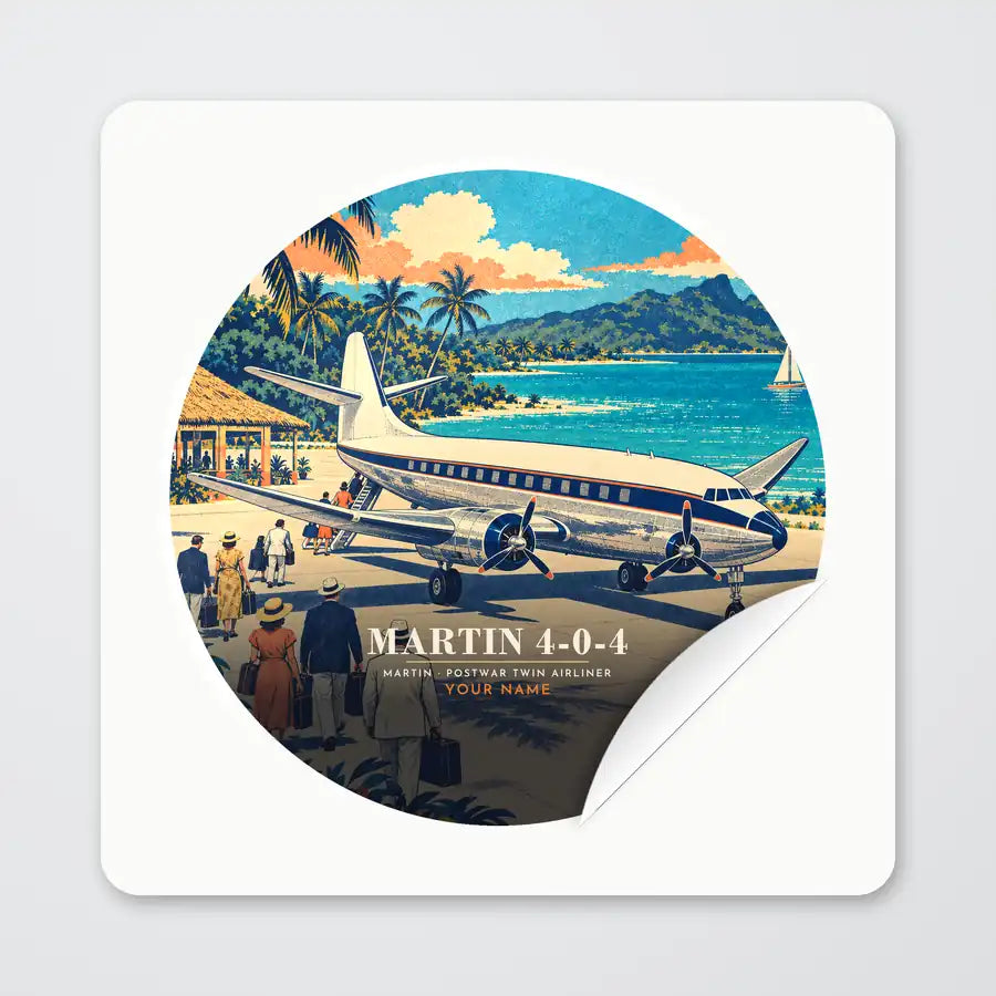 Martin 4-0-4 - 3D + Name - Circle Sticker - Peel