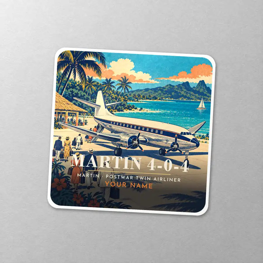 Martin 4-0-4 - 3D + Name - Square Sticker - Close-up