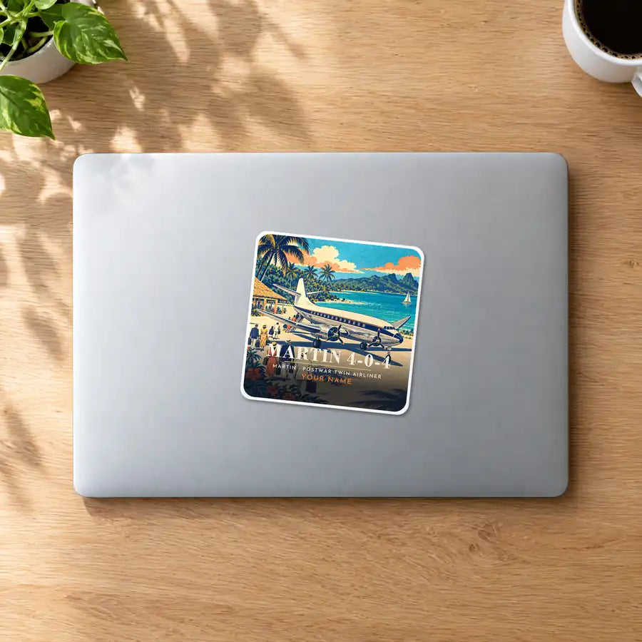 Martin 4-0-4 - 3D + Name - Square Sticker - MacBook