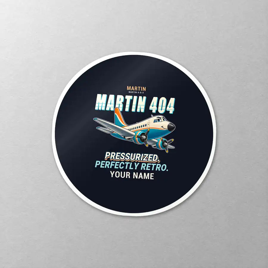 Martin 4-0-4 - Cartoon + Name - Circle Sticker - Close-up