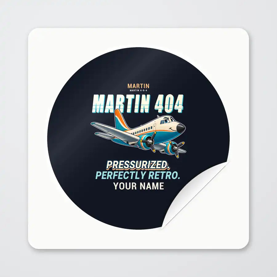 Martin 4-0-4 - Cartoon + Name - Circle Sticker - Peel